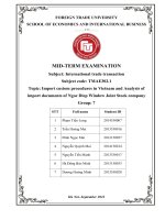 Import custom procedures in Vietnam and Analysis of import documents of Ngoc Diep Window Joint Stock company