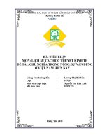 BÀI TIỂU LUẬN MÔN LỊCH SỬ CÁC HỌC THUYẾT KINH TẾ ĐỀ TÀI CHỦ NGHĨA TRỌNG NÔNG. SỰ VẬN DỤNG Ở VIỆT NAM HIỆN NAY