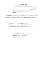 TIỂU LUẬN NGHIÊN cứu ẢNH HƯỞNG của đại DỊCH COVID 19 đến HOẠT ĐỘNG sản XUẤT và TIÊU THỤ NÔNG sản VIỆT NAM  