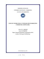 END OF COURSE ESSAY INTEGRATED MARKETING COMMUNICATIONS (IMC) IMC plan for PUMA ( in purpose to launch PUMA fast rider collection in vietnam market ) 