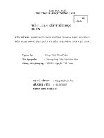 TIỂU LUẬN NGHIÊN cứu ẢNH HƯỞNG của đại DỊCH COVID 19 đến HOẠT ĐỘNG sản XUẤT và TIÊU THỤ NÔNG sản VIỆT NAM  