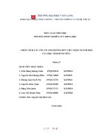 TIỂU LUẬN môn học PHƯƠNG PHÁP NGHIÊN cứu KHOA học PHÂN TÍCH các yếu tố ẢNH HƯỞNG đến VIỆC CHỌN NGÀNH học của học SINHSINH VIÊN 