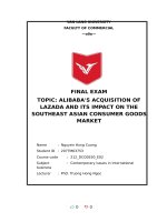 TOPIC ALIBABAS ACQUISITION OF LAZADA AND ITS IMPACT ON THE SOUTHEAST ASIAN CONSUMER GOODS MARKET 