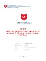 TIỂU LUẬN học PHẦN ô tô và môi TRƯỜNG đề tài HIỆU QUẢ môi TRƯỜNG và dự báo sử DỤNG XE ô tô điện tại THỊ TRƯỜNG VIỆT NAM 