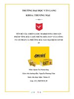 ĐỀ tài CHIẾN lược MARKETING CHO sản PHẨM “ÔNG bầu CAFÉ TRỨNG hòa TAN” của CÔNG TY cổ PHẦN cà PHÊ ÔNG bầu SAU đại DỊCH COVID 19 