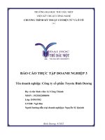 BÁO cáo THỰC tập DOANH NGHIỆP 3 tên doanh nghiệp công ty cổ phần toyota bình dương 