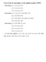 TRẢ LỜI CÂU HỎI, TRẮC NGHIỆM VÀ BÀI TẬP CUỐI KHÓA MODUL 6 THPT