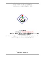 Giáo trình Tài chính quốc tế (Nghề: Quản trị doanh nghiệp vừa và nhỏ - Cao đẳng) - Trường Cao đẳng nghề Đồng Tháp