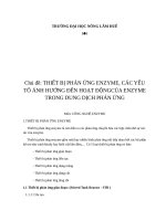 THIẾT BỊ PHẢN ỨNG ENZYME, CÁC YẾU TỐ ẢNH HƯỞNG ĐẾN HOẠT ĐỘNGCỦA ENZYME TRONG DUNG DỊCH PHẢN ỨNG