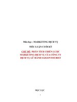 tiểu luận PHÂN TÍCH CHIẾN lược MARKETING DỊCH vụ của CÔNG TY DỊCH vụ lữ HÀNH SAIGONTOURIST