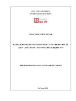 BACHELOR OF FINANCE AND BANKING THESIS RESEARCH TO EXPAND CONSUMER LOAN OPERATION AT KIEN LONG BANK   DA NANG BRANCH 2017 2019