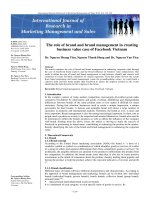 The role of brand and brand management in creating business value case of facebook vietnam 