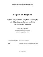 Nghiên cứu phát triển sản phẩm bia nồng độ cồn thấp sử dụng nấm men probiotic saccharomyces boulardii 
