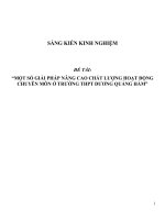 (SKKN HAY NHẤT) một số giải pháp nâng cao chất lượng hoạt động chuyên môn ở trường THPT dương quảng hàm 