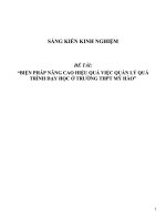 (SKKN HAY NHẤT) biện pháp nâng cao hiệu quả việc quản lý quá trình dạy học ở trường THPT mỹ hào 