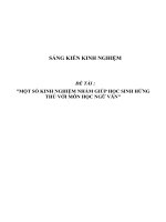 (SKKN HAY NHẤT) một số kinh nghiệm nhằm giúp học sinh hứng thú với môn học ngữ văn THCS 