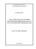 Tăng cường giám sát tài chính đối với doanh nghiệp thuộc quản lý của ủy ban nhân dân tỉnh quảng ngãi 