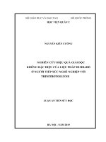 (LUẬN án TIẾN sĩ) nghiên cứu nghiên cứu hiệu quả giải độc không đặc hiệu của liệu pháp hubbard ở người tiếp xúc nghề nghiệp với trinitrotoluene 