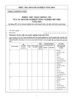 ĐIỀU TRA DOANH NGHIỆP NĂM 2019. PHIẾU THU THẬP THÔNG TIN VỀ CÁC DOANH NGHIỆP CÔNG NGHIỆP HỖ TRỢ NĂM 2018