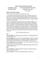 ĐỀ THI TUYỂN SINH vào lớp 10 môn văn so gd dt tra vinh mon van 