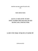 Luận văn thạc sỹ - Quản lý nhà nước về đất nông nghiệp trên địa bàn huyện Hương Sơn, tỉnh Hà Tĩnh