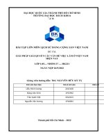 BÀI tập lớn môn LỊCH sử ĐẢNG CỘNG sản VIỆT NAM đề tài GIẢI PHÁP GIẢI QUYẾT các vấn đề VIỆC làm ở VIỆT NAM HIỆN NAY 