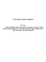 (SKKN HAY NHẤT) quản lý một số giải pháp đảm bảo vệ sinh an toàn thực phẩm ở bếp ăn tập thể trường DTNT 