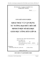 (SKKN HAY NHẤT) khai thác và vận dụng tư tưởng đạo đức hồ chí minh ở một số bài học GDCD lớp 10 
