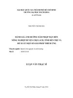 Đánh giá ảnh hưởng xâm nhập mặn đến nông nghiệp huyện chợ lách, tỉnh bến tre và đề xuất một số giải pháp thích ứng 