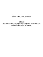 (SKKN HAY NHẤT) khai thác bài tập thực tiễn giúp học sinh THPT hiểu bản chất và yêu thích hóa học 
