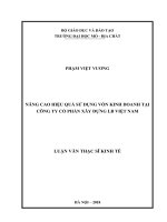 Nâng cao hiệu quả sử dụng vốn kinh doanh tại công ty cổ phần xây dựng LB việt nam 
