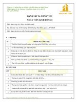 Công ty Cổ phần Đầu tư Phát triển Bất động sản Khải Hưng BẢNG MÔ TẢ CƠNG VIỆC NHÂN VIÊN KINH DOANH