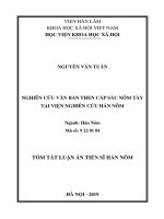 (LUẬN án TIẾN sĩ) nghiên cứu văn bản then cấp sắc nôm tày tại viện nghiên cứu hán nôm tt 