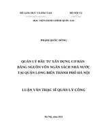 Quản lý đầu tư xây dựng cơ bản bằng nguồn vốn ngân sách nhà nước tại quận Long Biên, Thành phố Hà Nội