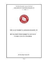 TIỂU LUẬN NGHIỆP vụ KINH DOANH QUỐC tế đề tài PHÂN TÍCH NGHIỆP vụ sản XUẤT và hậu cần của VINAMILK 