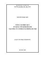 Nâng cao hiệu quả sử dụng vốn kinh doanh tại công ty cổ phần xà phòng hà nội  
