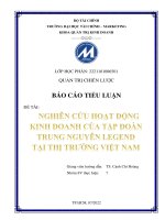 TIỂU LUẬN NGHIÊN cứu HOẠT ĐỘNG KINH DOANH của tập đoàn TRUNG NGUYÊN LEGEND tại THỊ TRƯỜNG VIỆT NAM 