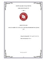 (Tiểu luận FTU) nghiên cứu năng lực cạnh tranh điểm đến du lịch đà lạt 