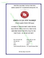 (Luận văn FTU) cơ hội và thách thức đối với XK mặt hàng thủy sản của việt nam khi hiệp định thƣơng mại tự do việt nam – EU đƣợc ký kết 