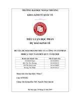 (Tiểu luận FTU) dự báo DOANH THU của CÔNG TY cổ PHẦN BIBICA VIỆT NAM đến QUÝ 3 năm 2020 