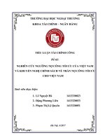 (Tiểu luận FTU) nghiên cứu ngưỡng nợ công tối ưu của việt nam và khuyến nghị chính sách về trần nợ công tối ưu 