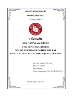 (Tiểu luận FTU) ỨNG DỤNG HOẠCH ĐỊNH NGUỒN lực DOANH NGHIỆP ERP tại CÔNG TY cổ PHẦN THƯƠNG mại NGUYỄN KIM 
