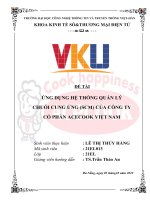 ỨNG DỤNG hệ THỐNG QUẢN lý CHUỖI CUNG ỨNG (SCM) của CÔNG TY cổ PHẦN ACECOOK VIỆT NAM 