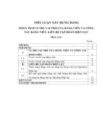 TIỂU LUẬN xây DỰNG ĐẢNG phân tích vị trí, vai trò của đảng viên và công tác đảng viên  liên hệ tập đoàn điện lực