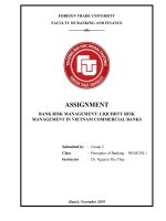 (Tiểu luận FTU) BANK RISK MANAGEMENT LIQUIDITY RISK MANAGEMENT IN VIETNAM COMMERCIAL BANKS 