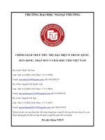 (Tiểu luận FTU) tiểu luận thuế và HTT ở VN CHÍNH SÁCH THUẾ TIÊU THỤ đặc BIỆT ở TRUNG QUỐC, hàn QUỐC, NHẬT bản và bài học CHO VIỆT NAM 