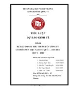 (Tiểu luận FTU) dự báo DOANH THU THUẦN của CÔNG TY cổ PHẦN sữa VIỆT NAM từ QUÝ 3 – 2018 đến QUÝ 4 – 2020 