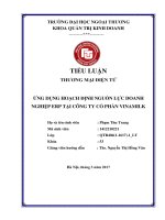 (Tiểu luận FTU) ỨNG DỤNG HOẠCH ĐỊNH NGUỒN lực DOANH NGHIỆP ERP tại CÔNG TY cổ PHẦN VINAMILK 