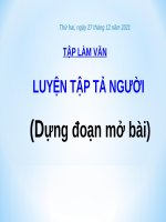 LUYỆN TẬP TẢ NGƯỜI TẬP LÀM VĂN (Dựng đoạn mở bài)