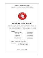 (Tiểu luận FTU) THE IMPACTS OF SOME ECONOMIC FACTORS ON THE GDP GROWTH IN CHINA DURING 1994 2018 